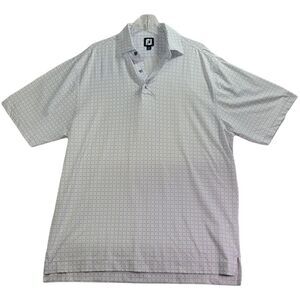 FootJoy FJ Performance Golf Polo Shirt Mens Sz L Blue White‎ Box Pattern
